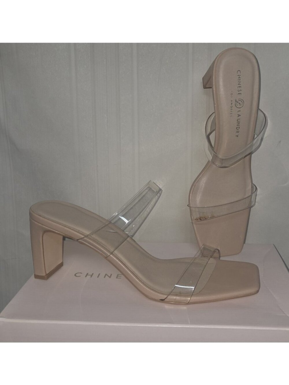 Chinese Laundry YANTI Vinyl Clear Strap Heels Women Size US 9.5 NEW